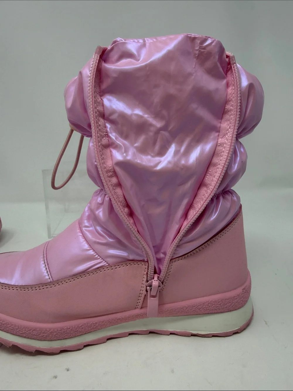 K Kom-Forme Pink Girls Puffy Insulated Snow Boots with Drawcord Size 13